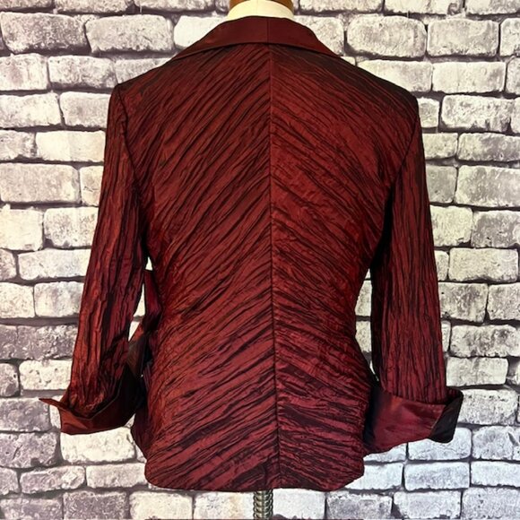 Cachet Burgundy 3/4 Sleeve Wrap Jacket Size 10 - Picture 7 of 10
